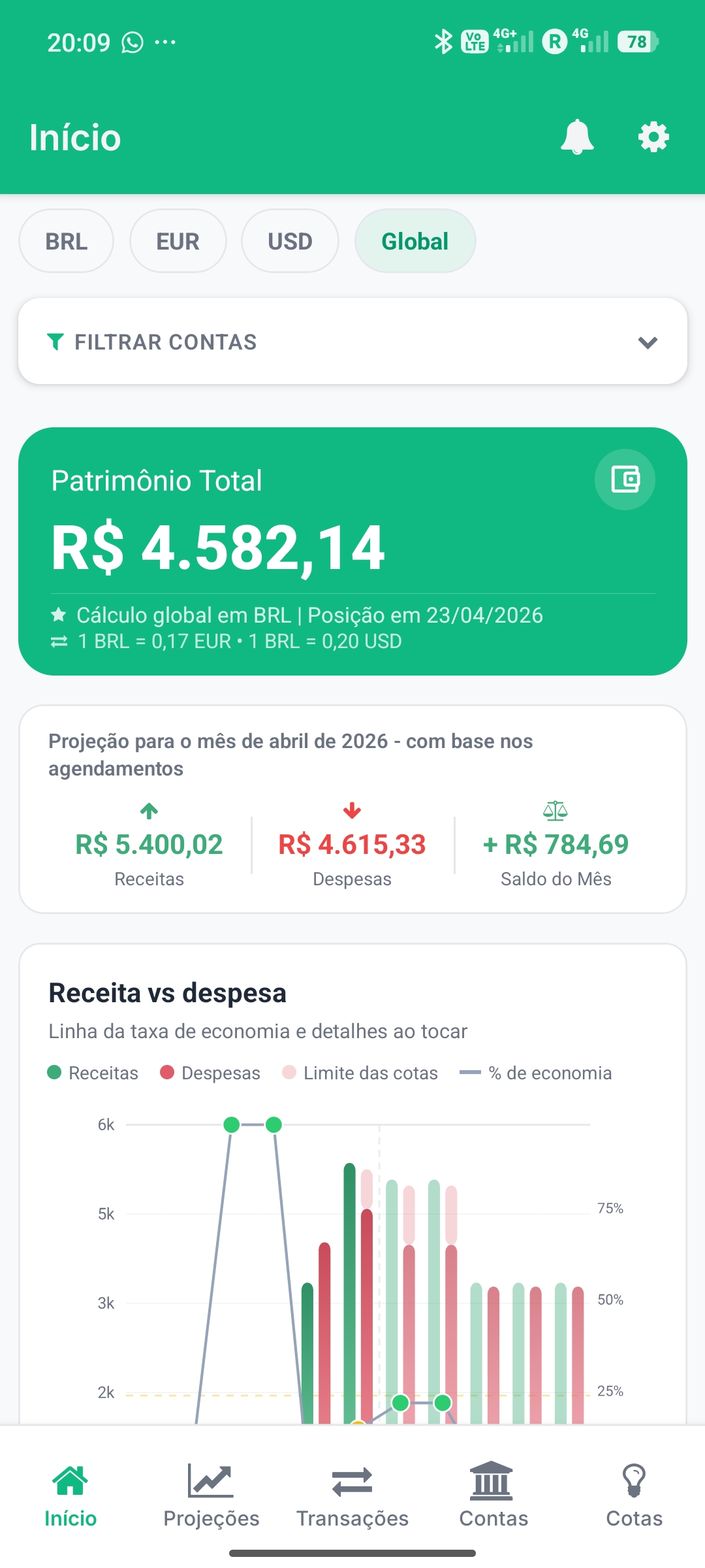 Tela do aplicativo My Smart Finance em um mockup de celular